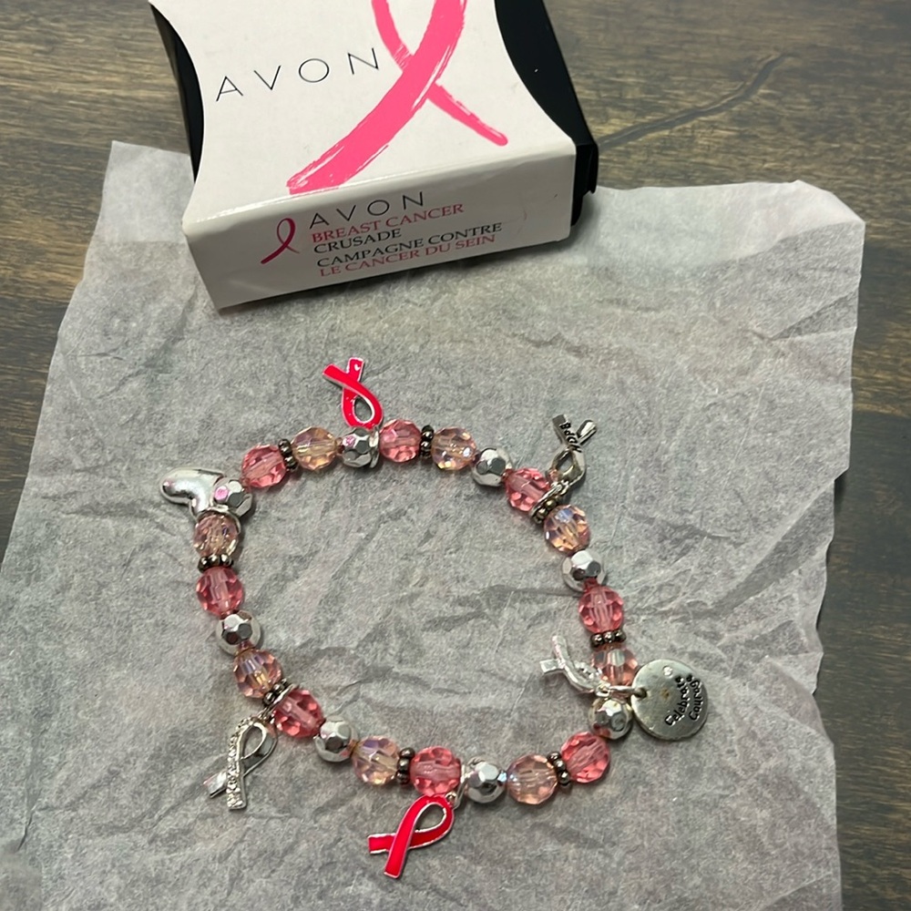 COPY - Avon Breast Cancer Crusade Ribbon Charm Bracelet